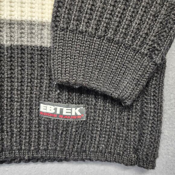 Eddie Bauer Sweater Mens Small EBTEK Wool Blend Grey Black Vintage Hong Kong 90s - Picture 9 of 13